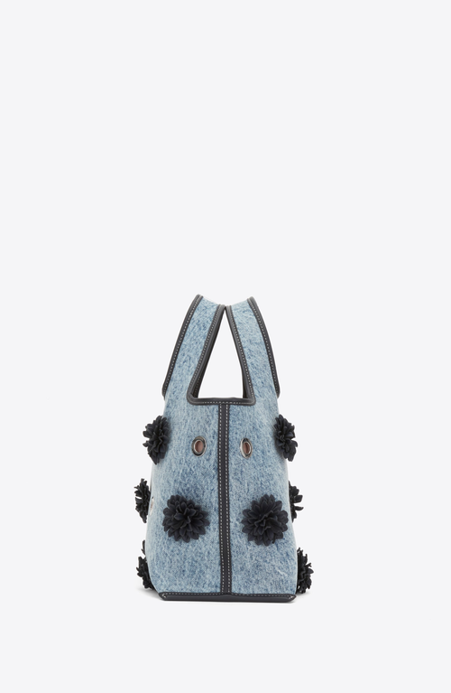 3.1 Phillip Lim Denim Market Tote With Leather Flowers In Blue
