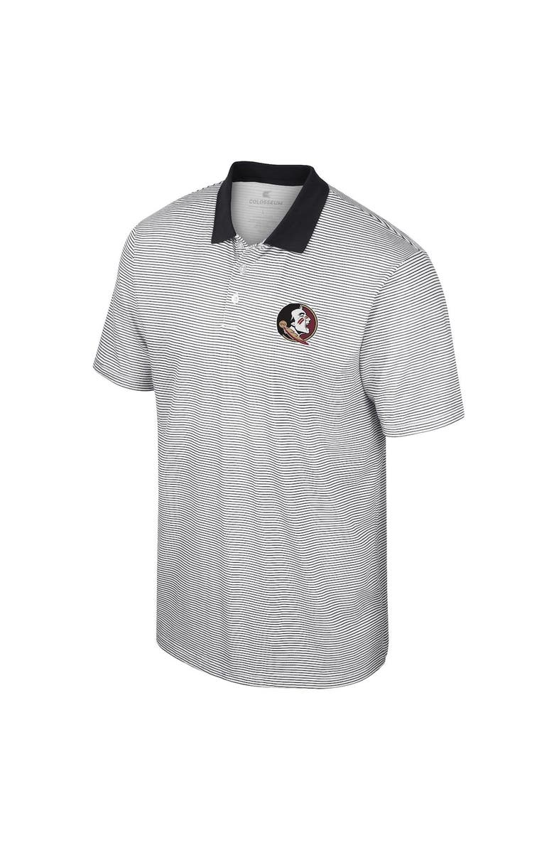 COLOSSEUM Men's Colosseum White/Black Florida State Seminoles Print Stripe Polo, Alternate, color, 