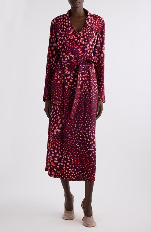 Dries Van Noten Womens Auber Abstract-print Belted Woven Midi Dress In Auber