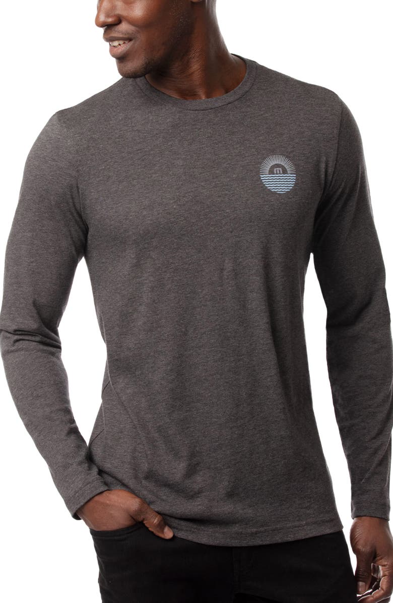 TravisMathew Men's Calm Currents Long Sleeve Logo Cotton Graphic Tee, Main, color, 