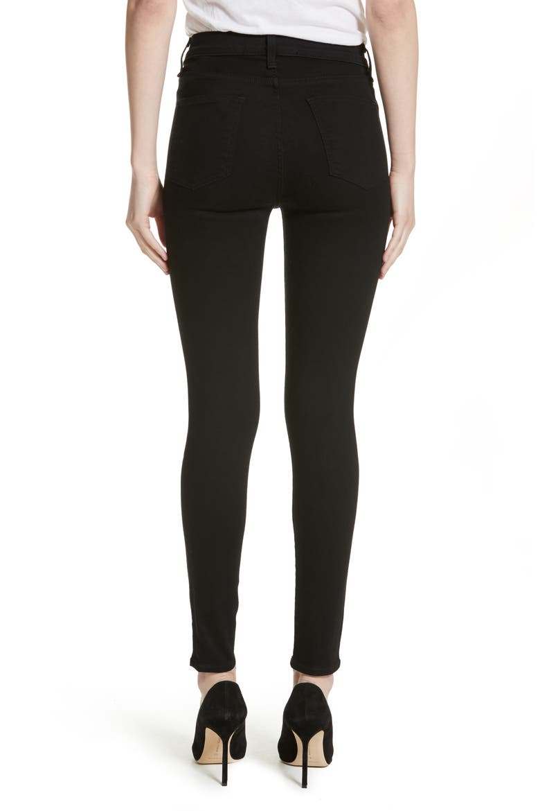 Debbie Exposed Fly Skinny Jeans, Alternate, color, RAVEN