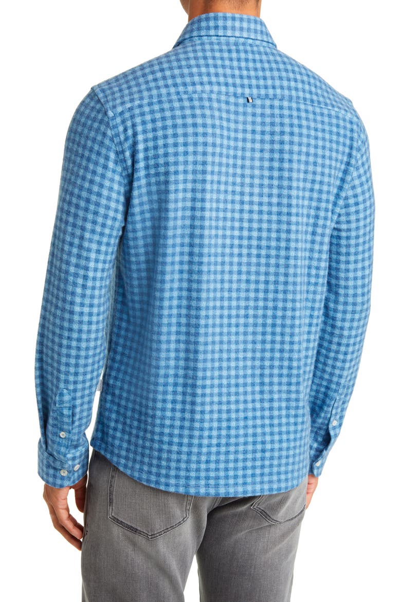 Gingham Check Wrinkle Resistant Tech Fleece Button-Up Shirt, Alternate, color, BLUE
