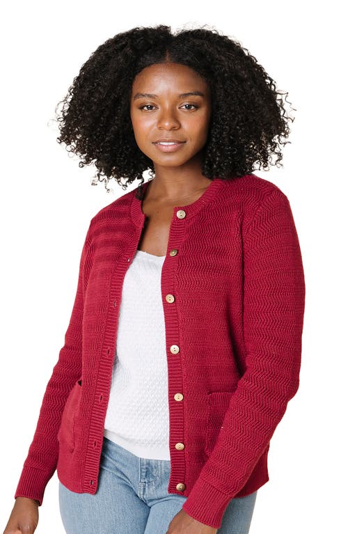 Hope & Henry Organic Chevron Stitch Cardigan Sweater In Red