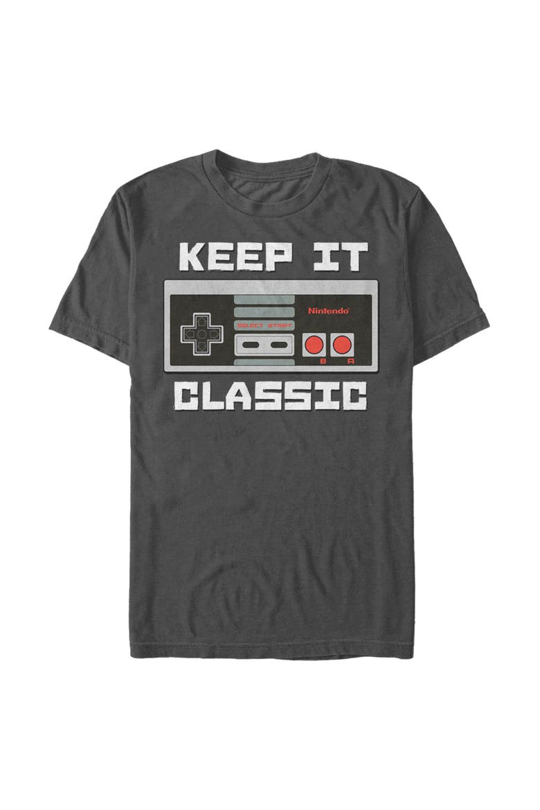 Men's Nintendo NES Classic Controller  Graphic T-Shirt, Main, color, Charcoal