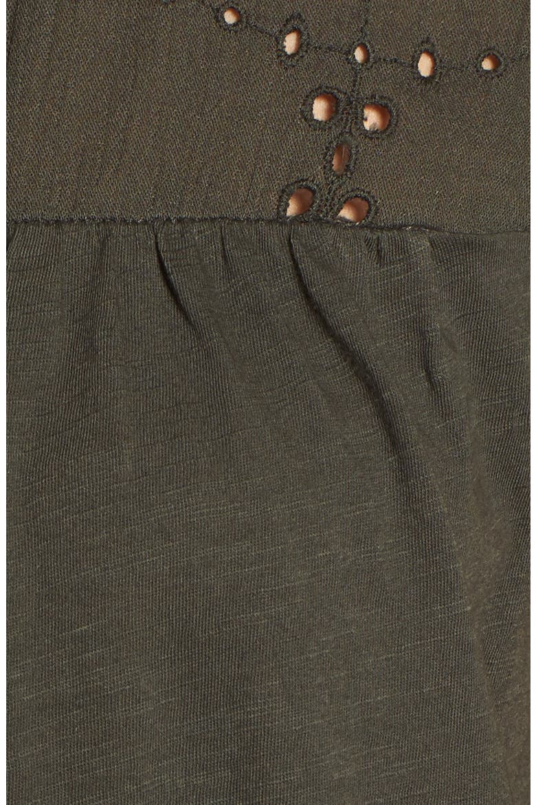Eyelet Embroidered Flutter Sleeve Top, Alternate, color, OLIVE TUSCAN
