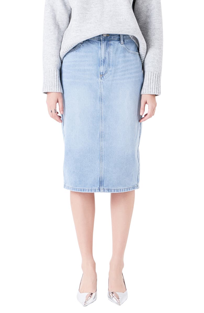 Grey Lab Denim Midi Skirt, Main, color,