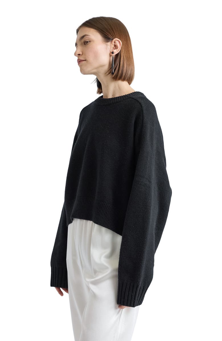 Almina Concept Cropped Wool Sweater, Alternate, color, Black