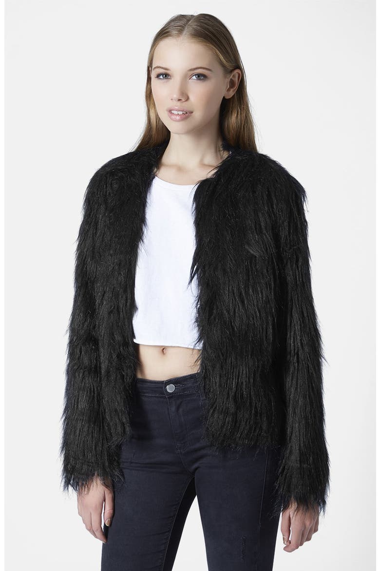 'Gorilla' Faux Fur Jacket, Main, color, BLACK