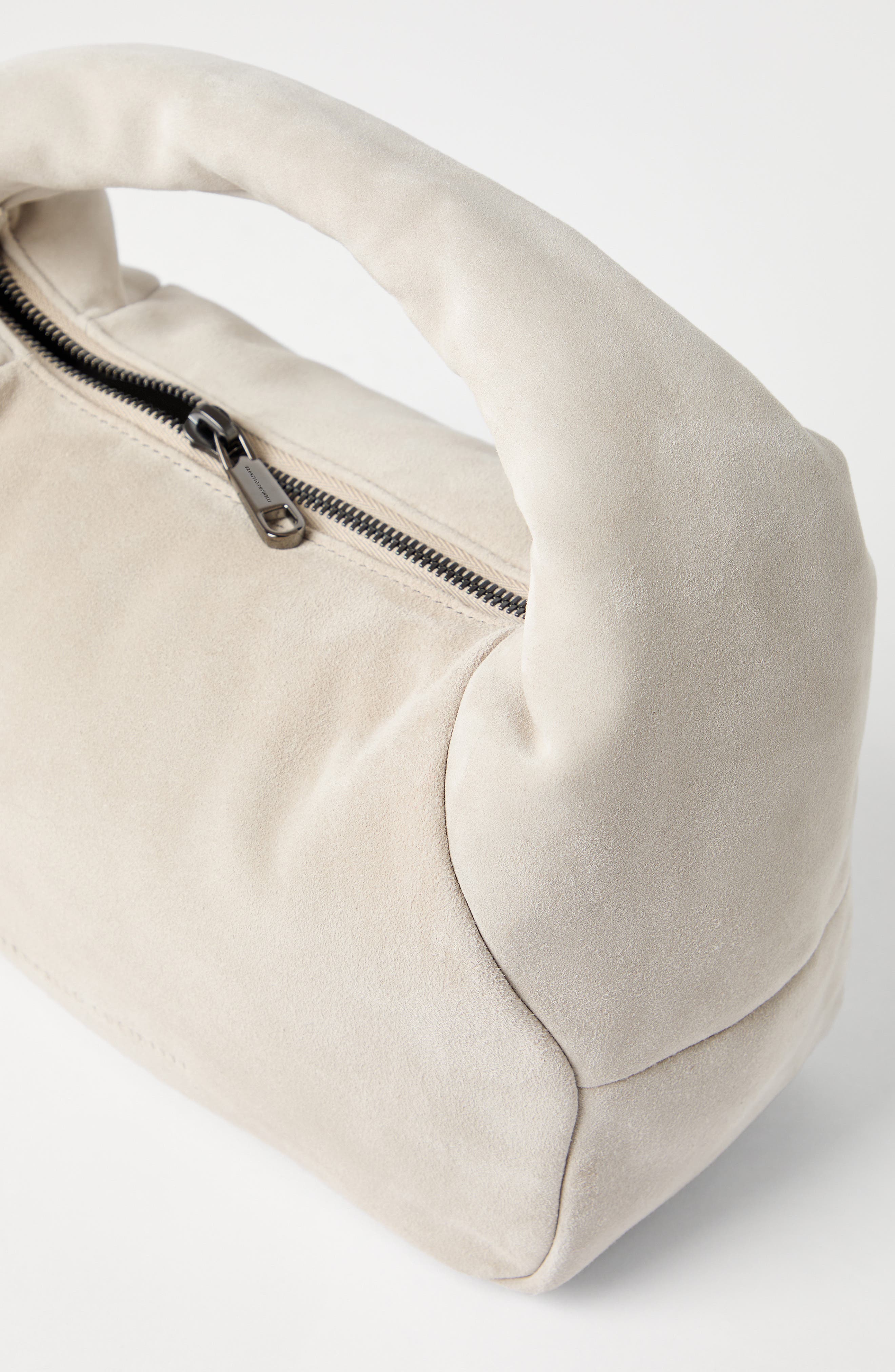Brunello Cucinelli Small suede BC Duo Hobo bag, Alternate, color, Ecru