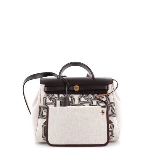 Pre-owned Hermes  Hermes Herbag Zip Circuit 24 Vache Hunter And Leather 31 In Brown