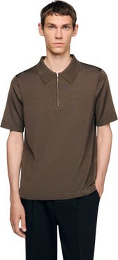 SANDRO Knitted polo with zip collar