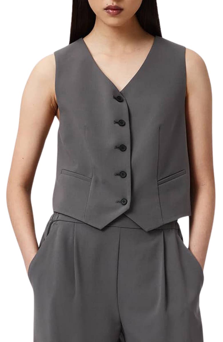 AllSaints Aleida Lightweight Vest, Main, color, Dark Gull Grey