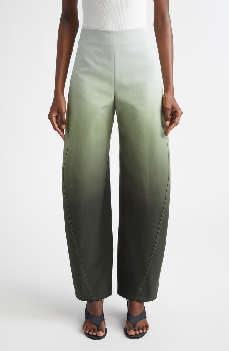 Alaïa Gradient Twisted Seam Round Trousers, Main, color, Vert De Gris