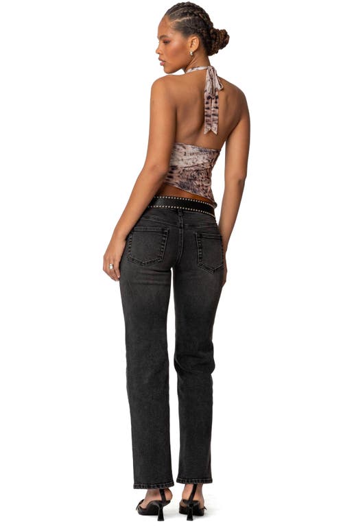 Edikted Leopard Print Asymmetric Mesh Halter Top In Leopard