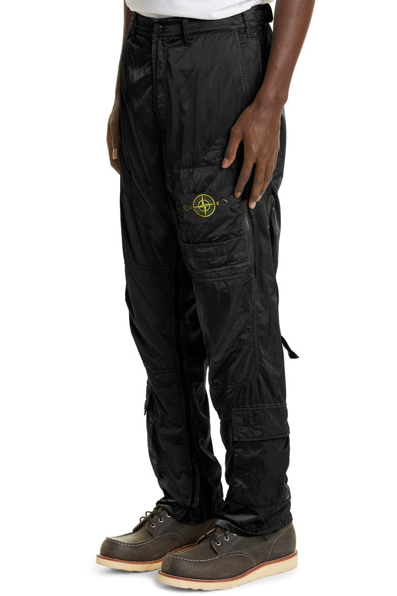 Logo Patch Nylon Cargo Pants, Alternate, color, BLACK