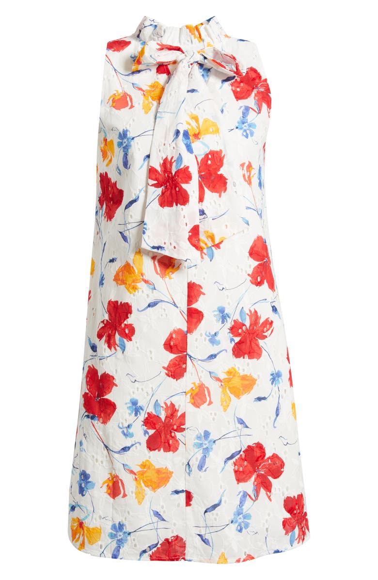 Anne Klein Floral Embroidered Eyelet Sleeveless Cotton Shift Dress |  Nordstromrack