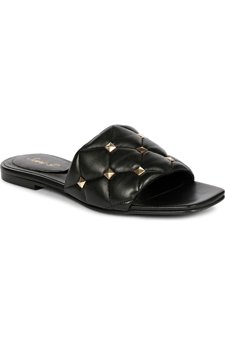 SAINT G Ludovica Studded Slide Sandal, Main, color, Black
