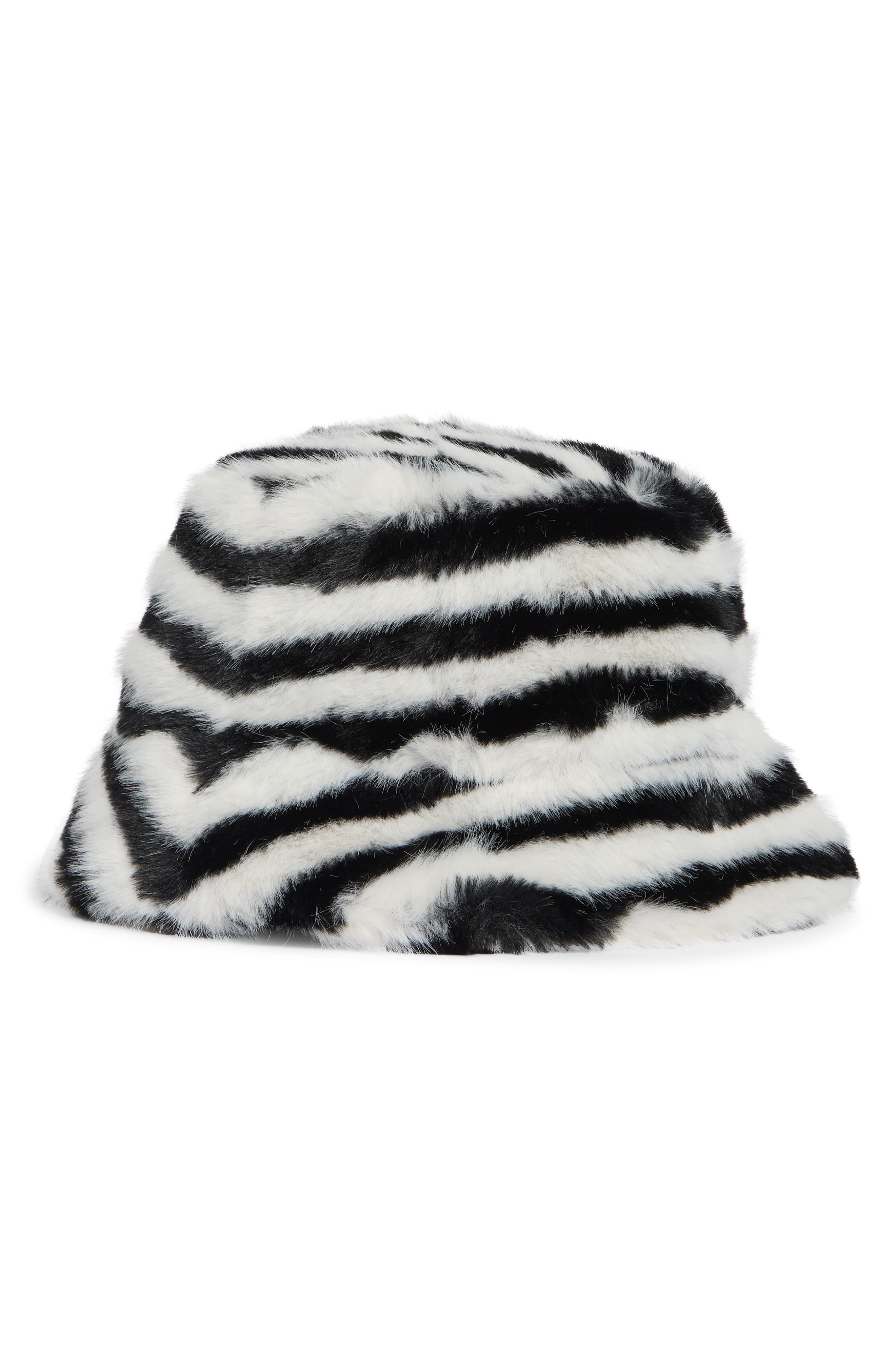 Zebra Faux Fur Bucket Hat