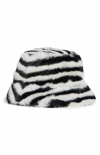 Zebra Faux Fur Bucket Hat