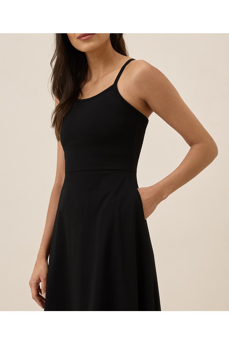 Organic Cotton Fit & Flare Midi Dress, Alternate, color, Black