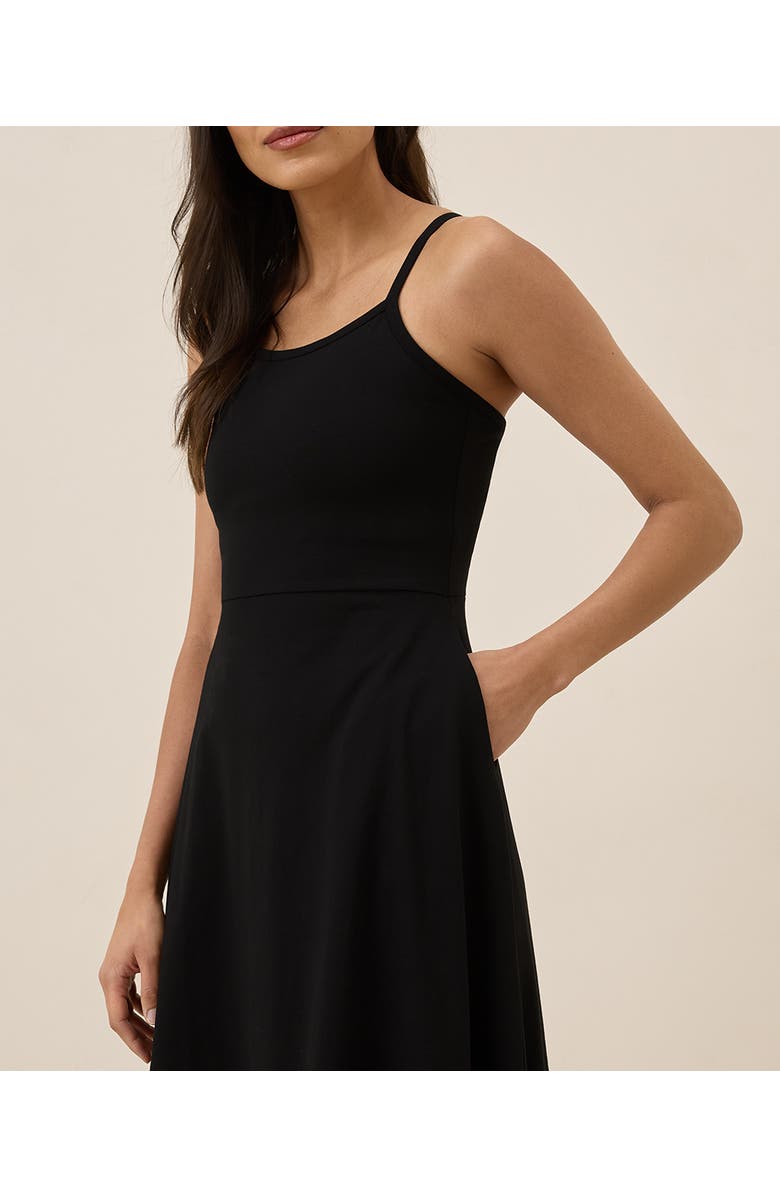 Pact Organic Cotton Fit & Flare Midi Dress, Alternate, color, Black
