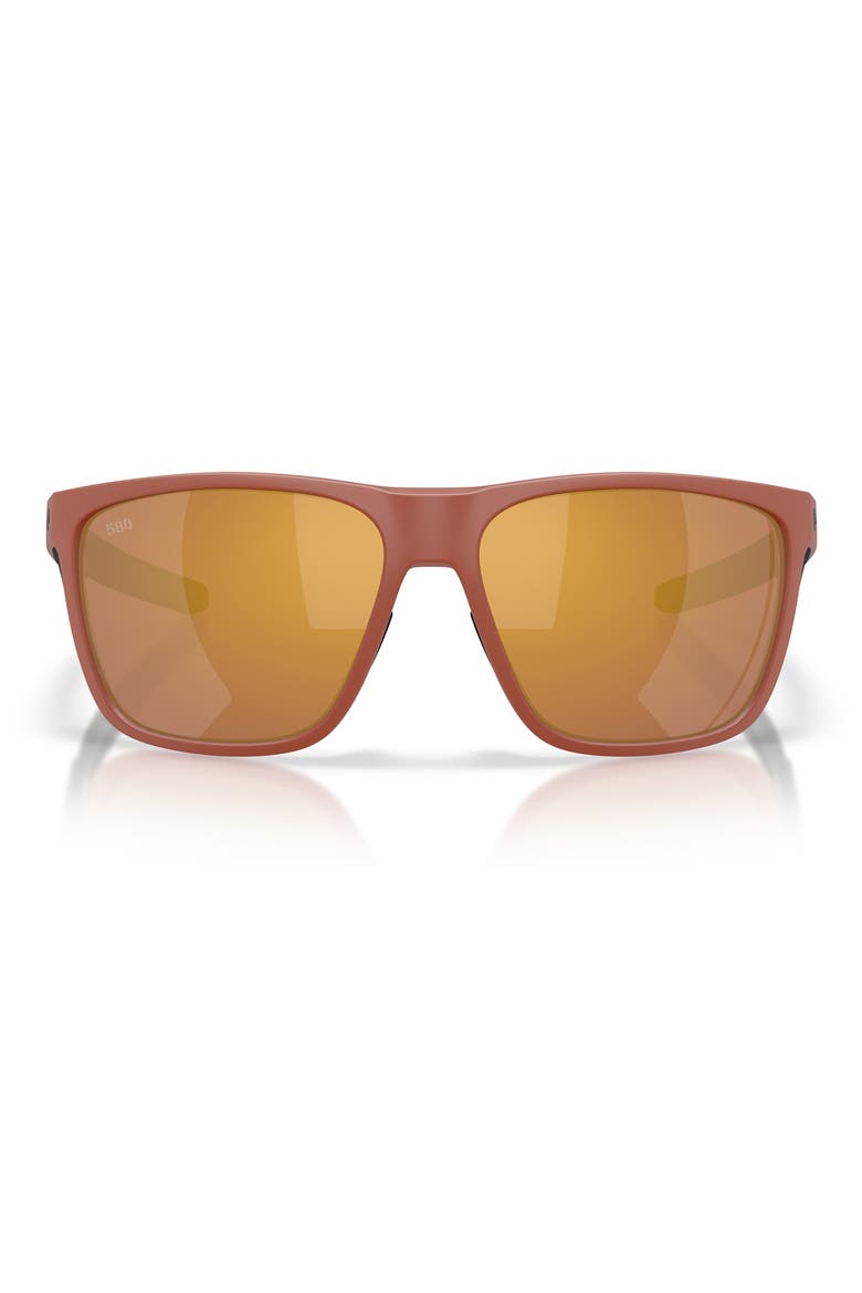 62mm Ferg X-Large Polarized Pillow Sunglasses, Main, color, MATTE TERRA COTTA / GOLD 580G
