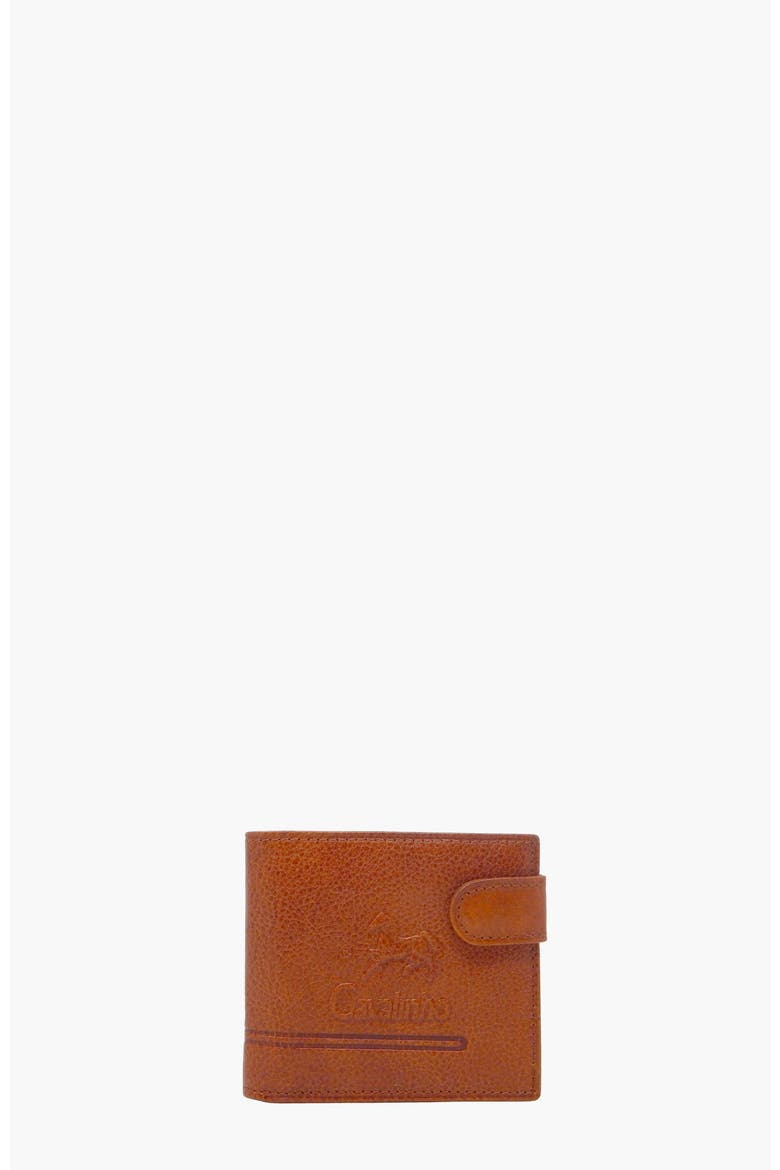 Gentleman Trifold Leather Wallet 586, Main, color, Camel Brown