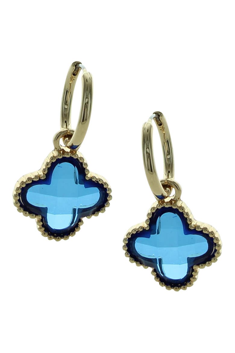 Ayan Crystal Drop Huggie Hoop Earrings, Main, color, GOLD / BLUE