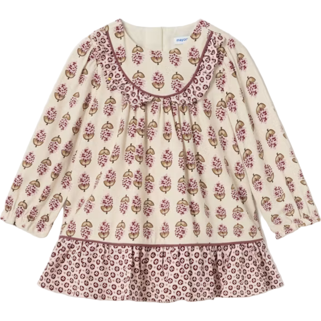 Mayoral Baby Viyella Print Dress In Brown