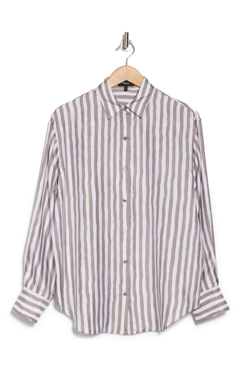 Theory Painter Stripe Silk Button-Up Shirt, Alternate, color, 