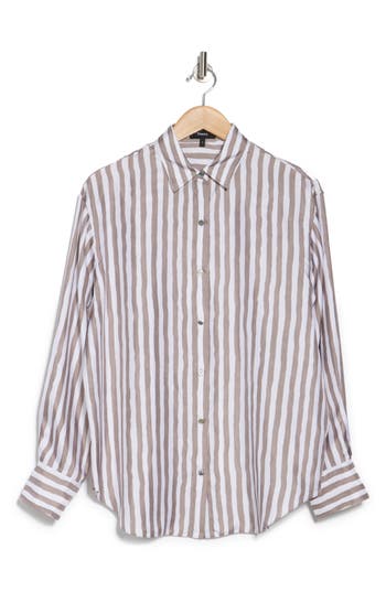 THEORY THEORY PAINTER STRIPE SILK BUTTON-UP SHIRT