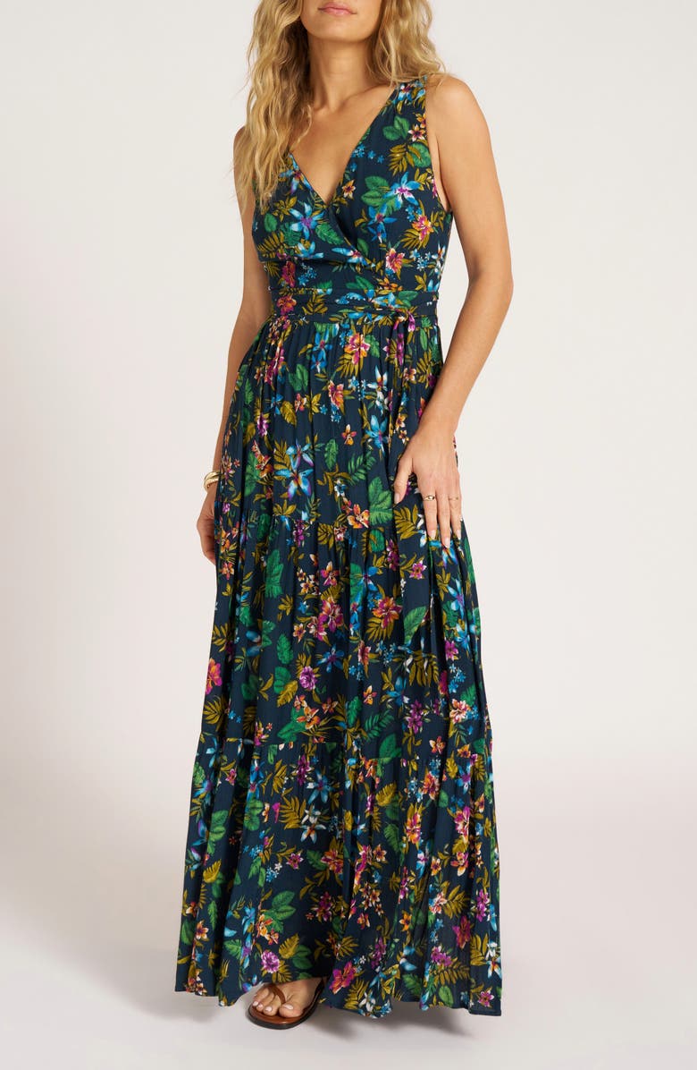 matty m. Floral Print Sleeveless Maxi Dress, Main, color, 