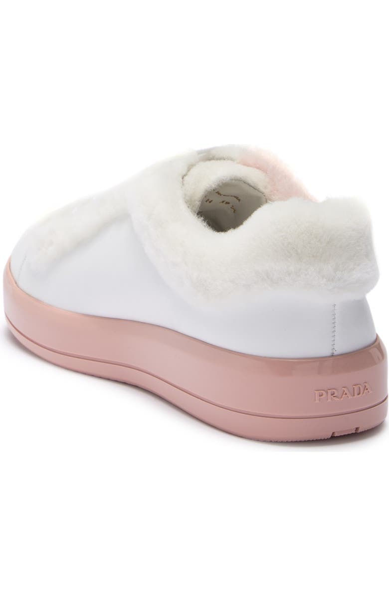 Prada Genuine Shearling Trim Platform Sneaker, Alternate, color,