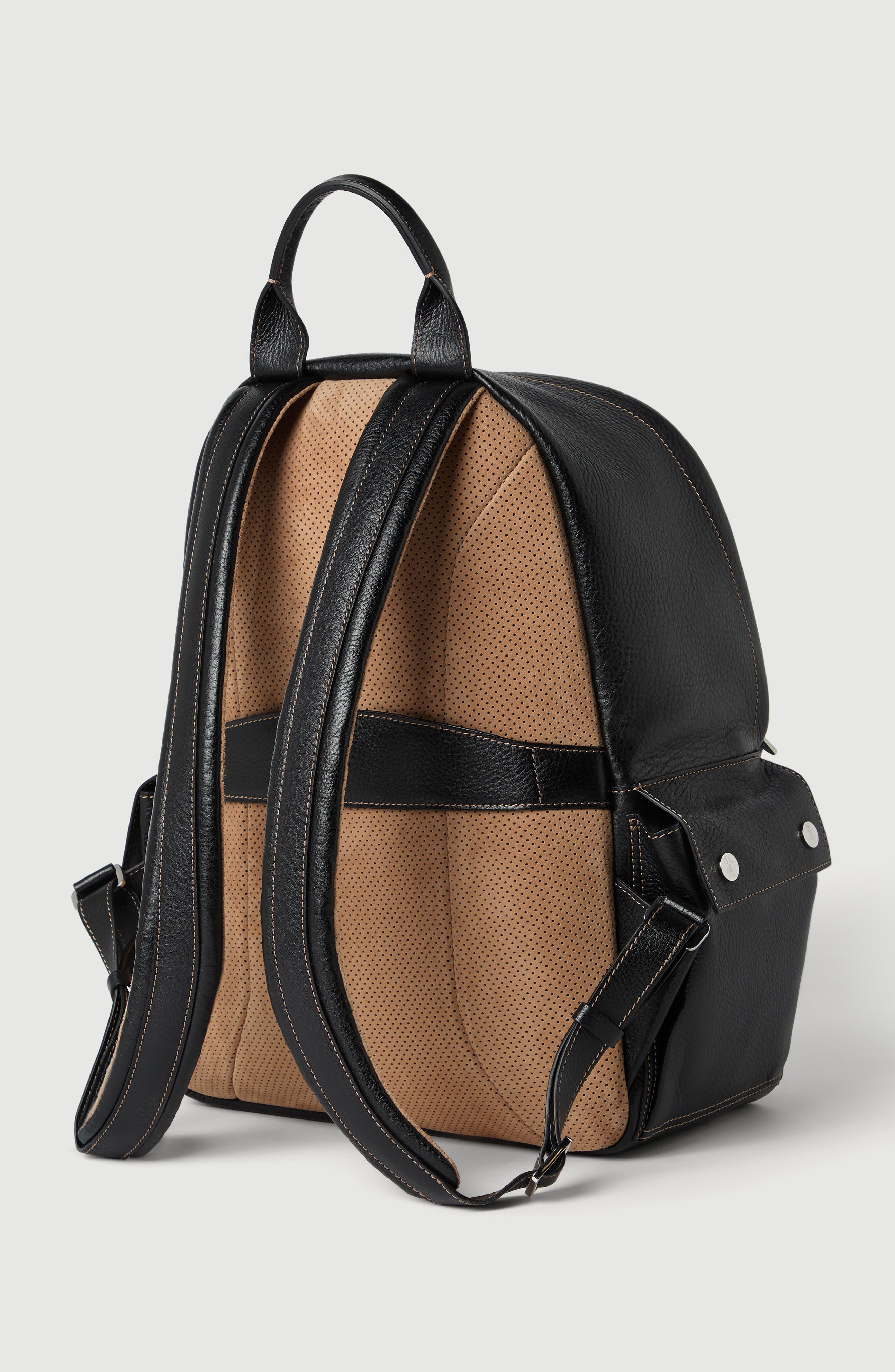 Grained calfskin travel backpack, Alternate, color, Black