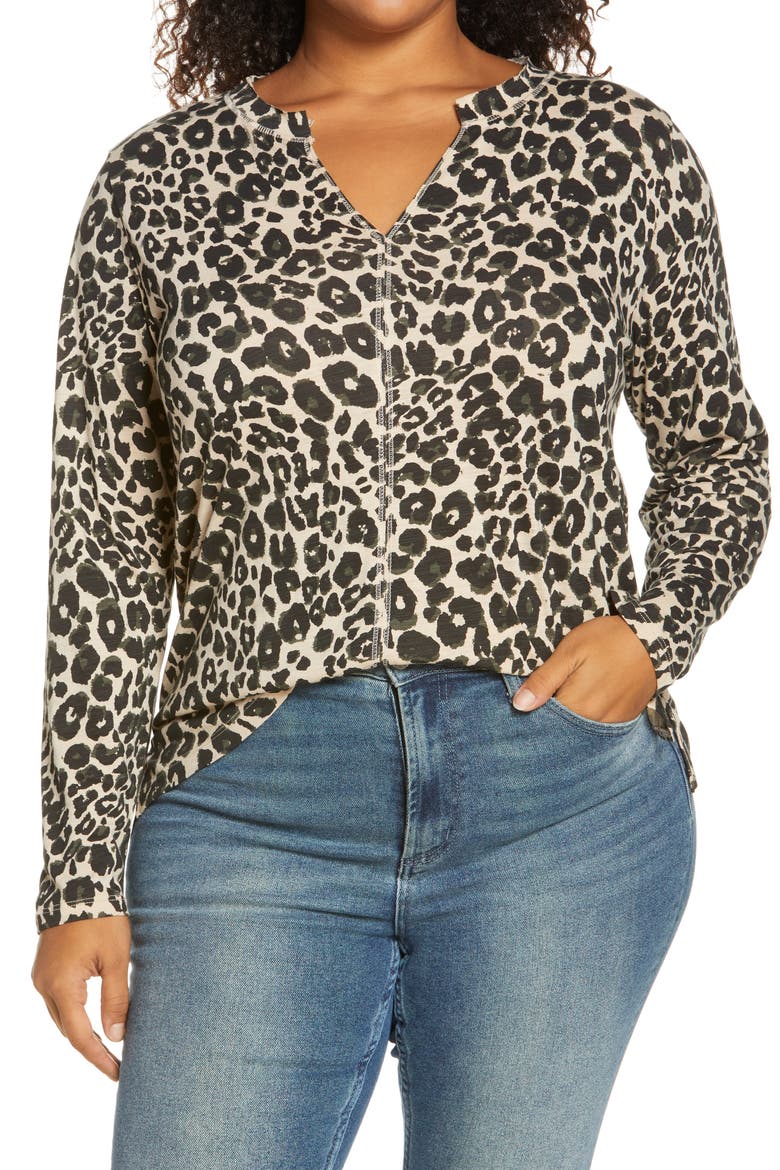Ives Long Sleeve Cotton Blend Top, Main, color, CLASSY CAT