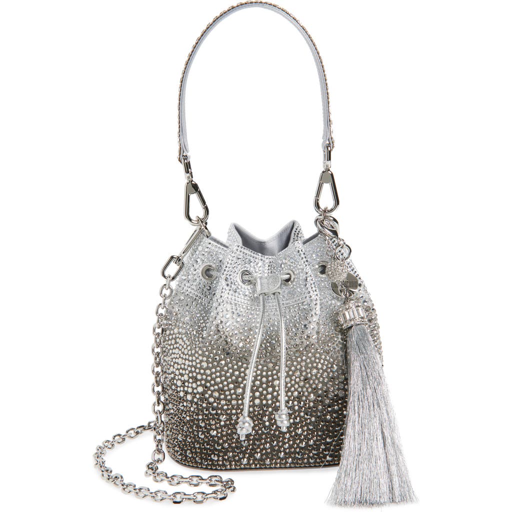 Judith Leiber Couture Piper Ombré Crystal Embellished Bucket Bag In Silver Platinum