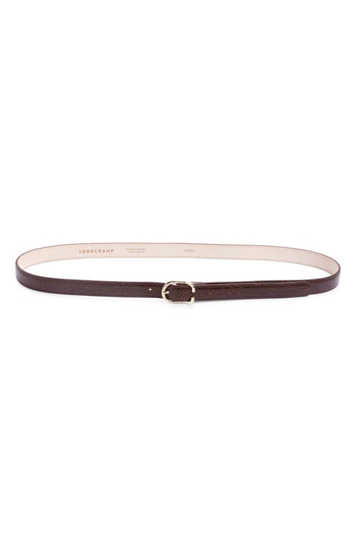 Longchamp Archive Croc Print Leather Belt In Brown