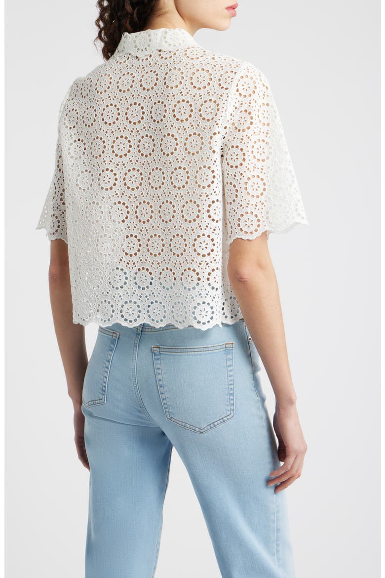 The Petal Eyelet Crop Shirt, Alternate, color, WHITE