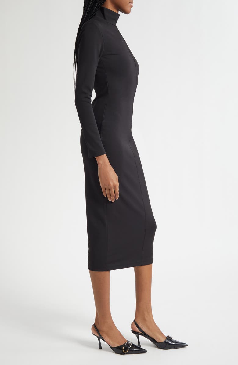 ISRAELLA KOBLA Ezereen Sheer Detail Long Sleeve Midi Dress, Alternate, color, Black