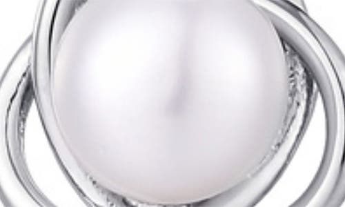 Adornia Silver Plated Freshwater Pearl Stud Earrings In Silver