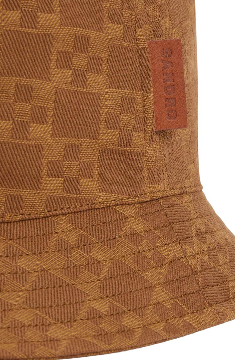 SANDRO Denim bucket hat with patch, Alternate, color, Camel