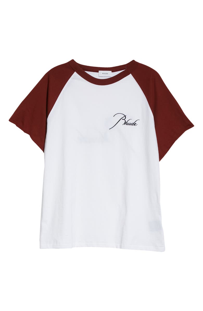 Rhude Logo Raglan Cotton T-Shirt, Alternate, color, 