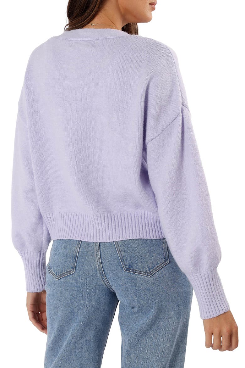Isabel V-Neck Cardigan, Alternate, color, LIGHT/PASTEL PURPLE