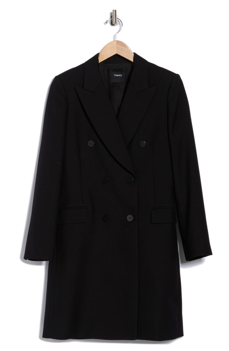 Theory Tailored Double Breasted Wool Blend Coat, Alternate, color, Black
