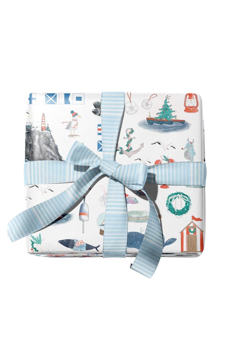 Ramus & Co Two-Sided "Seas N' Wishes" Heavyweight Christmas/Holiday Gift Wrap, Alternate, color, Multicolored