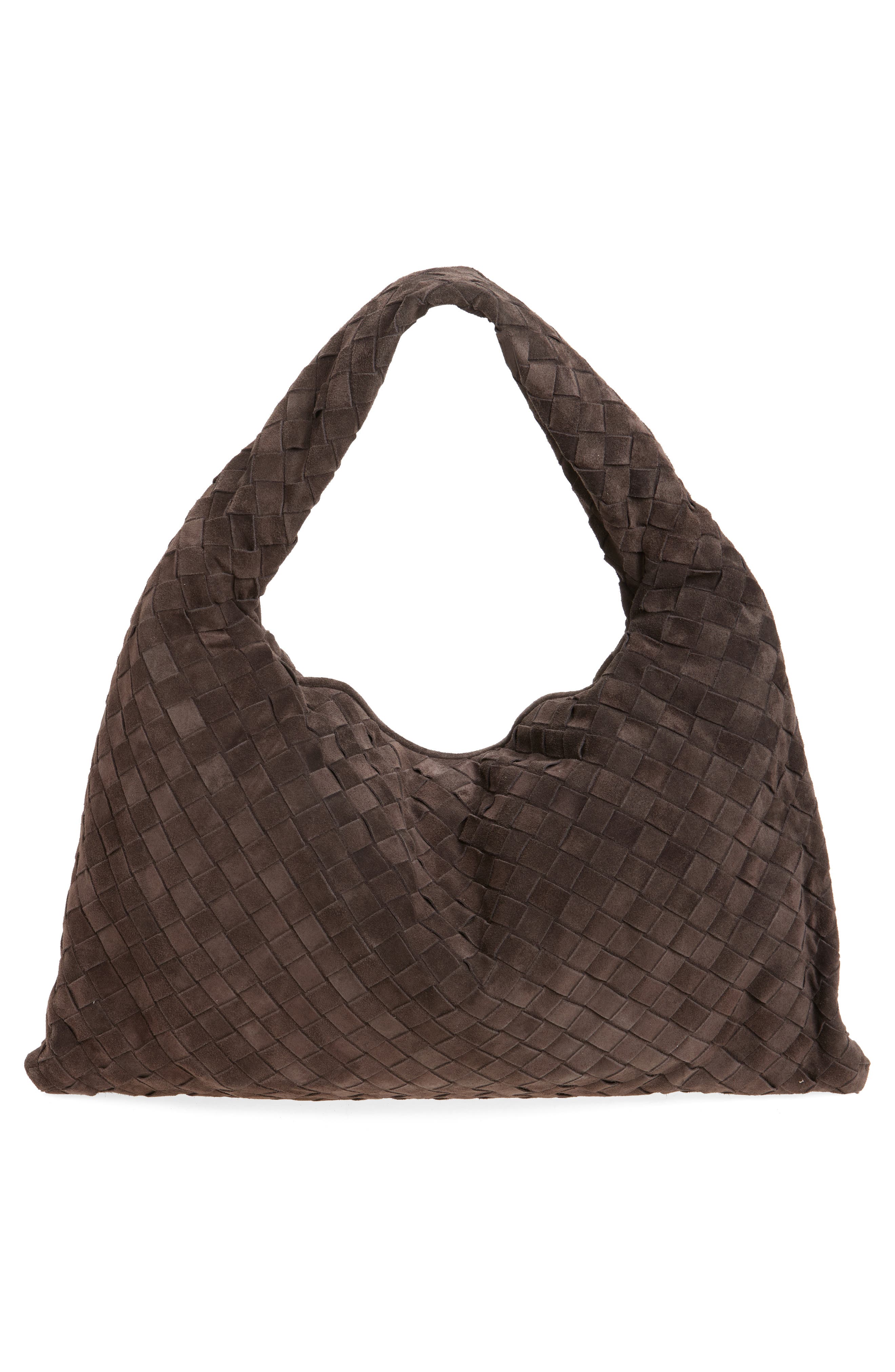 Bottega Veneta Large Hop Intrecciato Suede Hobo Bag, Alternate, color, 2190 Fondant-M Brass
