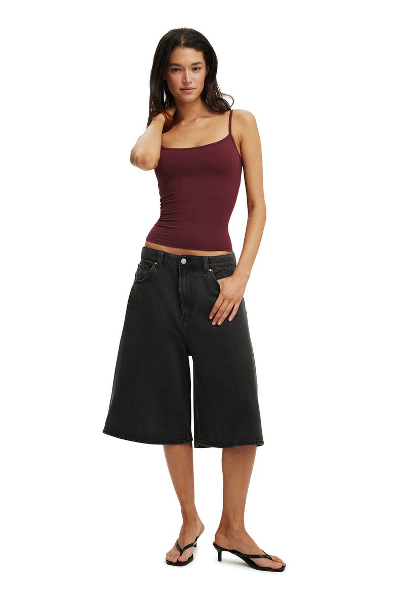 Lyocell Wide Denim Jort, Alternate, color, Used Black