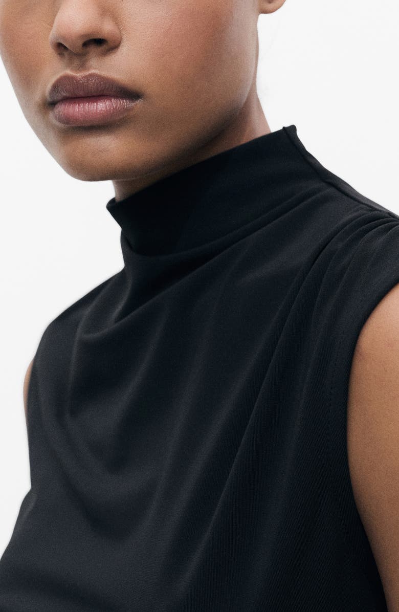 MANGO Drape Neck Knit Tank, Alternate, color, Black