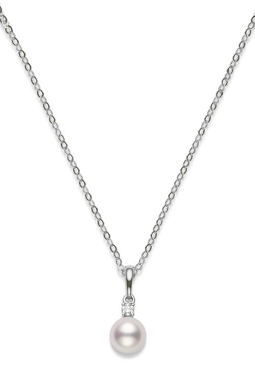 Mikimoto Diamond & Pearl Pendant Necklace in White Gold 