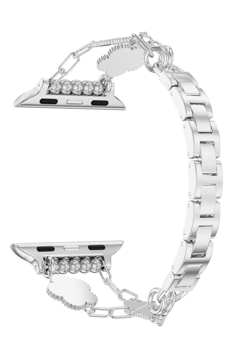 The Posh Tech Flora Stainless Steel Apple Watch<sup>®</sup> Watchband, Alternate, color, Silver